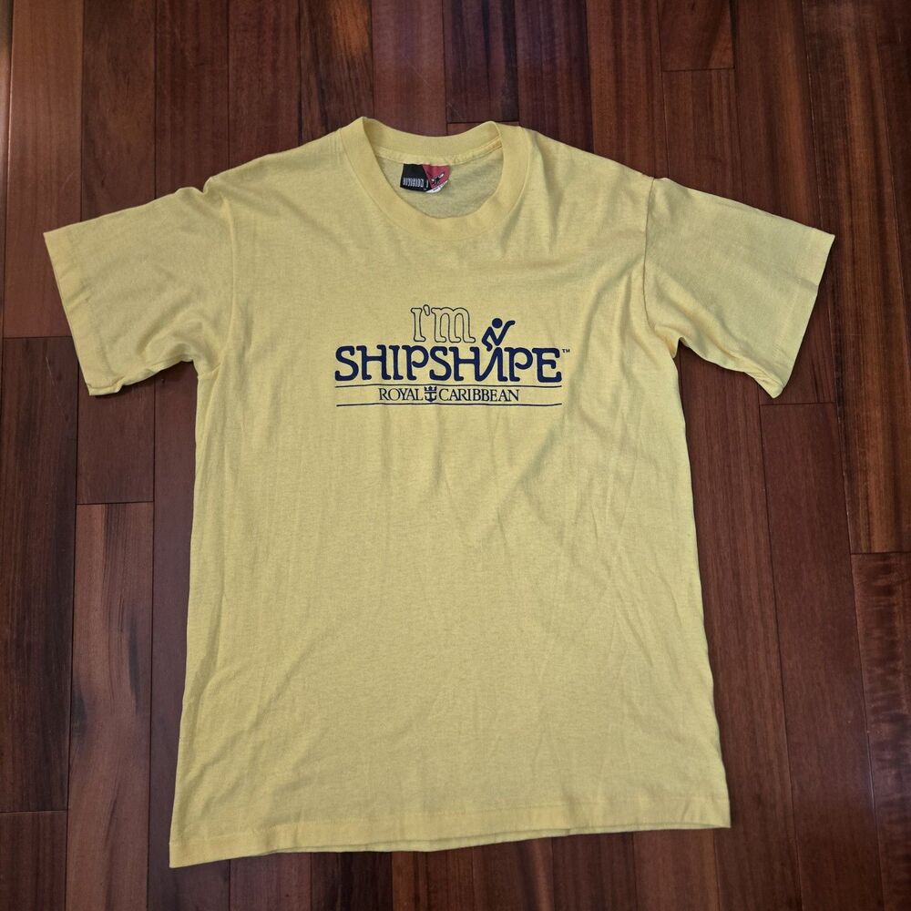 Vintage 80's Royal Caribbean I'm Shipshape Single Stitch Yellow T-Shirt Size L